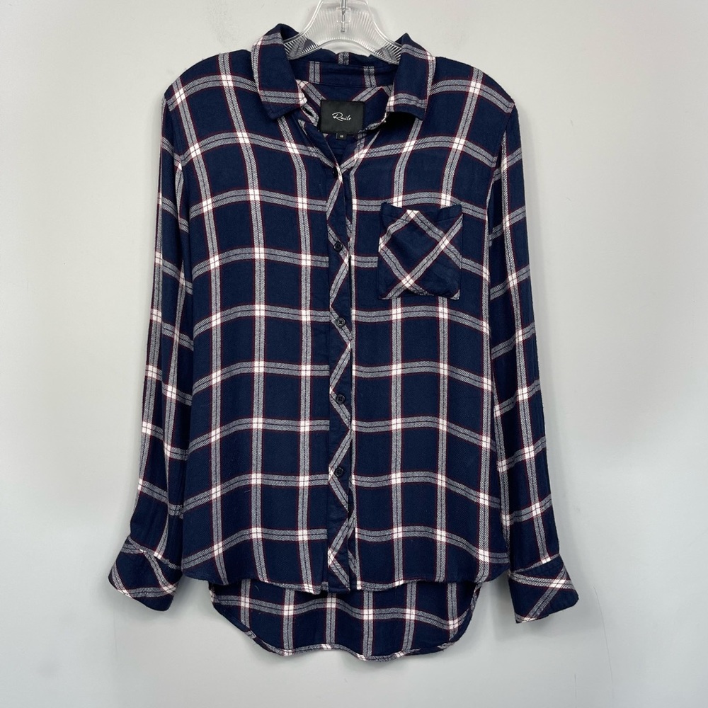 Rails Women's Hunter Shirt Nightfall / White XS Plaid Check Button Blouse Top - Picture 6 of 16